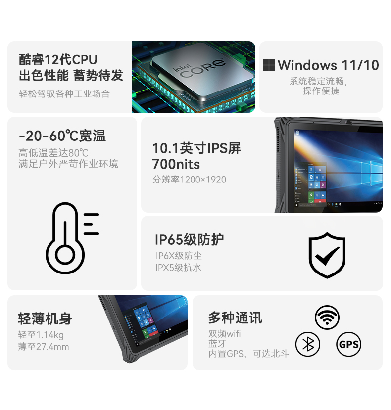 10.1/12英寸三防平板電腦,IP65防護工業(yè)車載平板,DTZ-I1012E.jpg